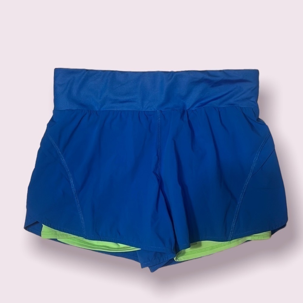 FABLETICS High Rise‎ Blue Gym Workout Shorts w Built in Spandex